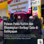 Polwan Polda Kaltim dan Bhayangkari Berbagi Gula di Balikpapan