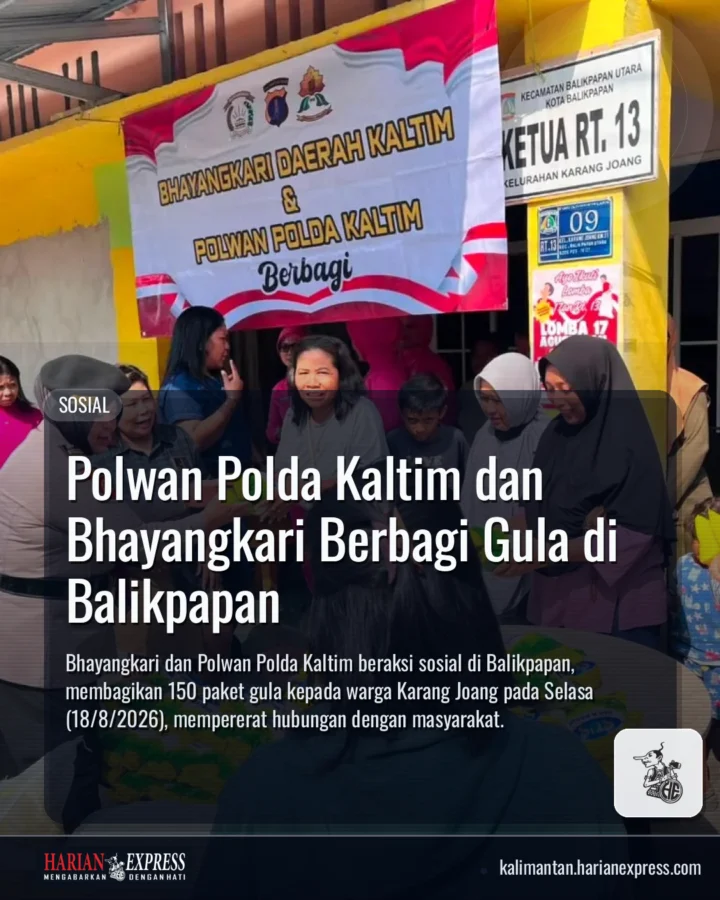 Polwan Polda Kaltim dan Bhayangkari Berbagi Gula di Balikpapan
