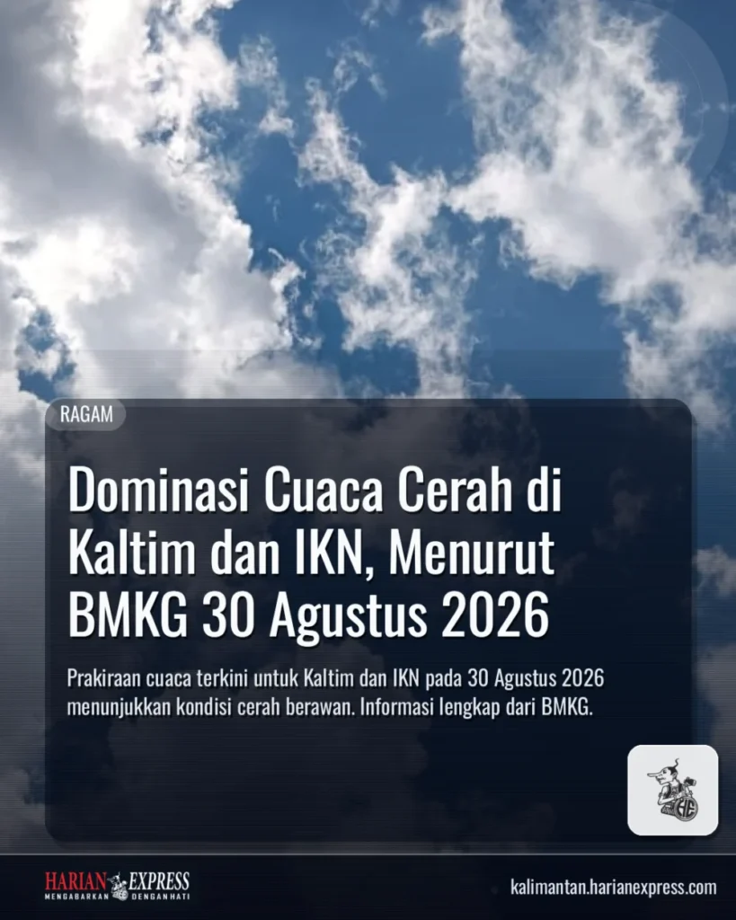 Dominasi Cuaca Cerah di Kaltim dan IKN, Menurut BMKG 30 Agustus 2026