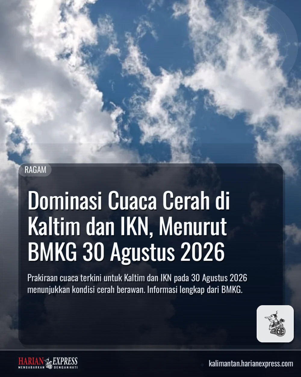 Dominasi Cuaca Cerah di Kaltim dan IKN, Menurut BMKG 30 Agustus 2026