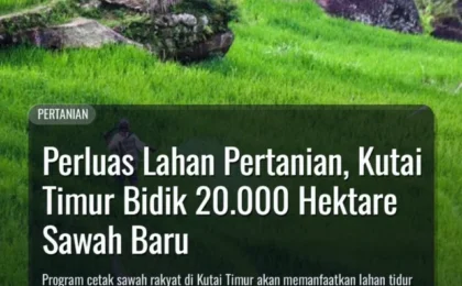 Perluas Lahan Pertanian, Kutai Timur Bidik 20.000 Hektare Sawah Baru Perluas Lahan Pertanian, Kutai Timur Bidik 20.000 Hektare Sawah Baru