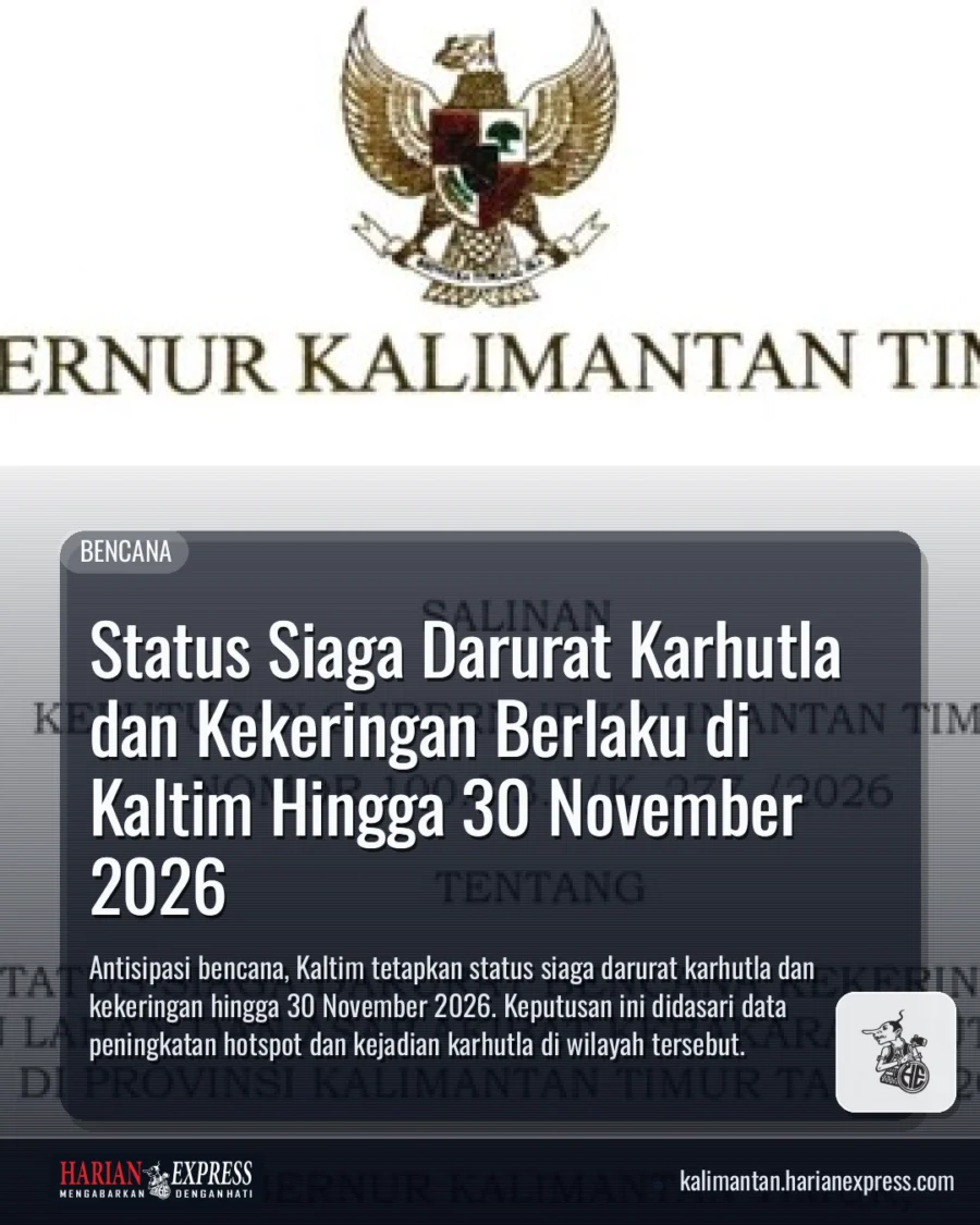 Status Siaga Darurat Karhutla dan Kekeringan Berlaku di Kaltim Hingga 30 November 2026