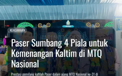Paser Sumbang 4 Piala untuk Kemenangan Kaltim di MTQ Nasional Paser Sumbang 4 Piala untuk Kemenangan Kaltim di MTQ Nasional