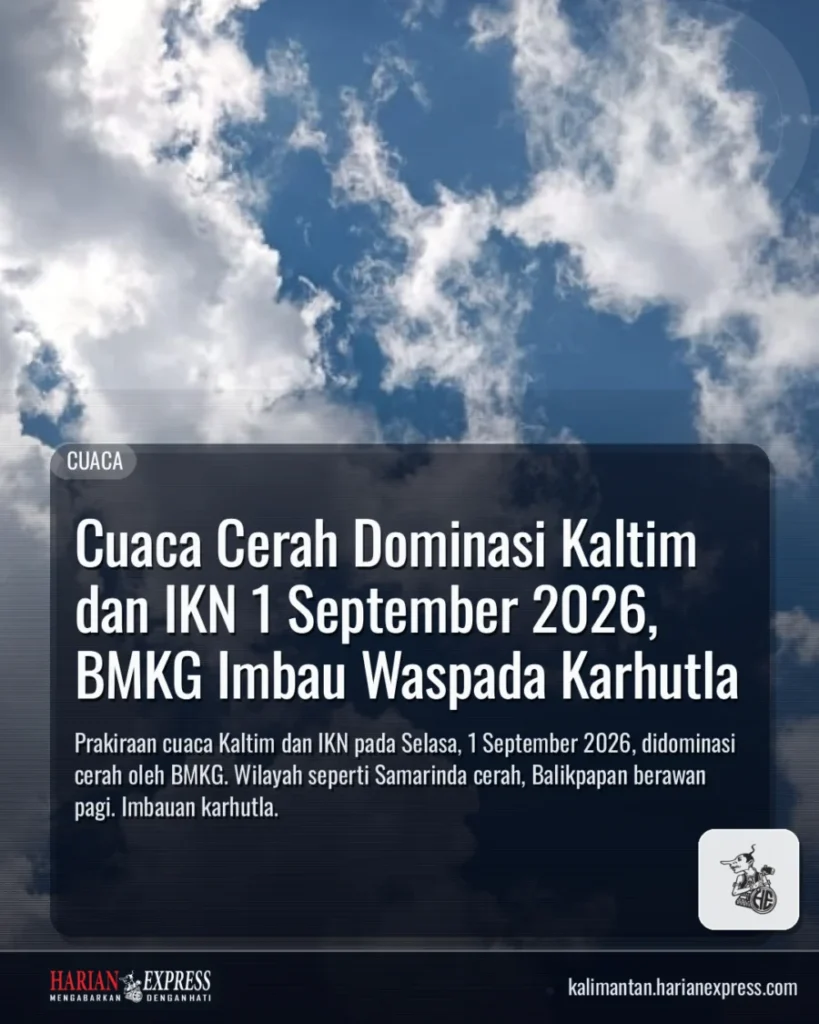 Cuaca Cerah Dominasi Kaltim dan IKN 1 September 2026, BMKG Imbau Waspada Karhutla