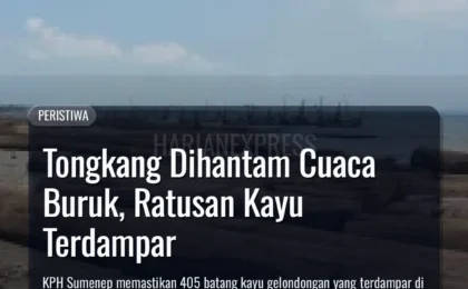 Tongkang Dihantam Cuaca Buruk, Ratusan Kayu Terdampar