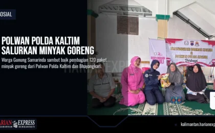 Polwan Polda Kaltim Salurkan Minyak Goreng