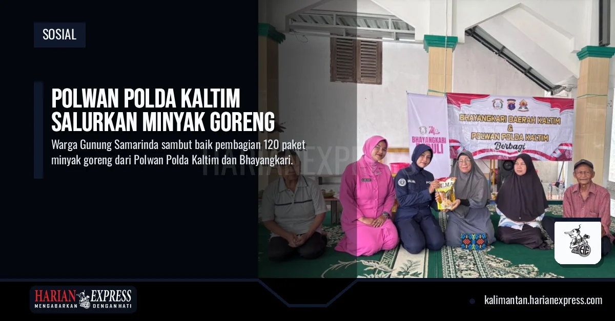 Polwan Polda Kaltim Salurkan Minyak Goreng